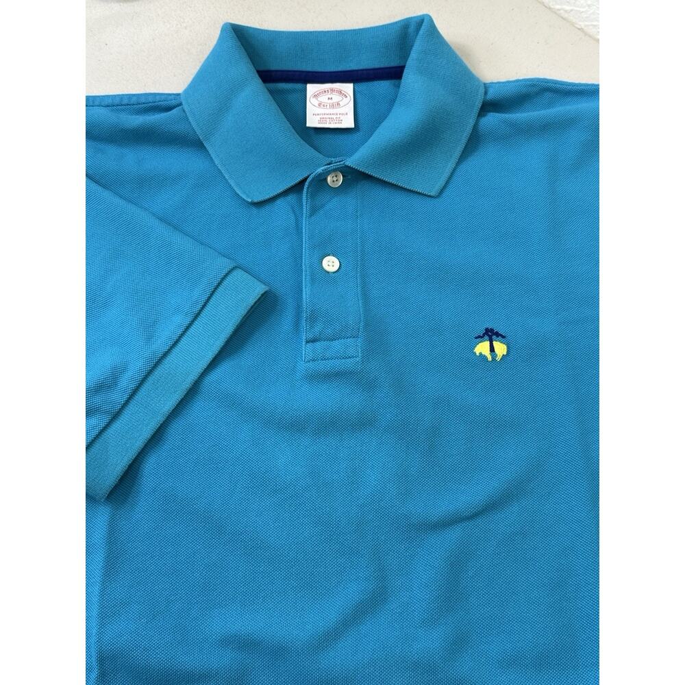 Brooks Brothers Polo Shirt Men's Medium Green Performance Collared Preppy Golf